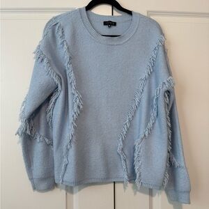 1. State Fringe Super Soft Cozy Sweater Sz Medium in Light Blue